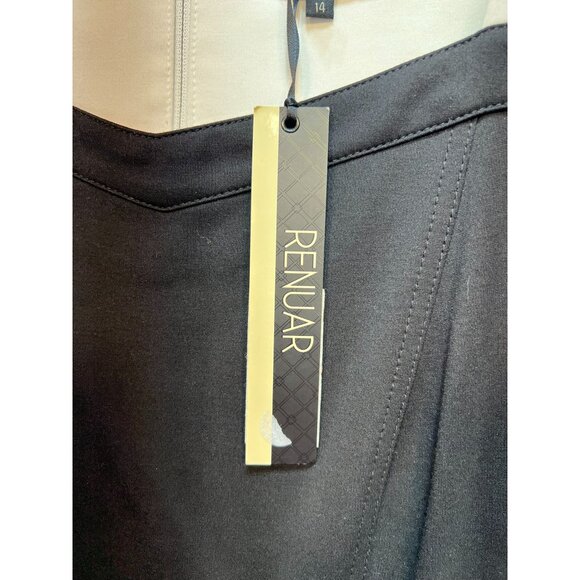 Renuar Womens Tank Midi Dress Sleeveless Stretch Size 14 Black White Back Zipper - Picture 5 of 12